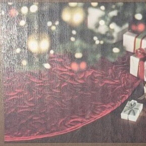 NEW Trim A Home Dark Christmas Wine Burgundy Solid Quilted 48" Tree Skirt NWT - Picture 2 of 4